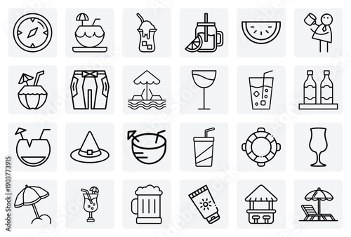 Coastal Safety And Comfort Items – Lifebuoy And Sun Protection Gear For Beach And Poolside Marketing Materials.