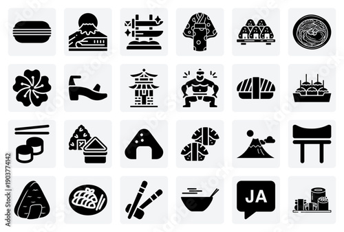 Japanese Traditional Lifestyle And Items – Kimonos, Geta Sandals, And Foods Like Sushi For Cultural Designs.