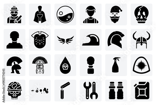 People In Various Trades And Historical Roles – Alongside Symbolic Objects For Tattoo Or T-Shirt Graphic Concepts