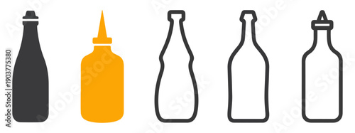 ketchup mustard bottle vector icon set