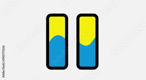 Minimalist Abstract Design Featuring Blue and Yellow Fluid Wavelengths Within Vertical Rectangles