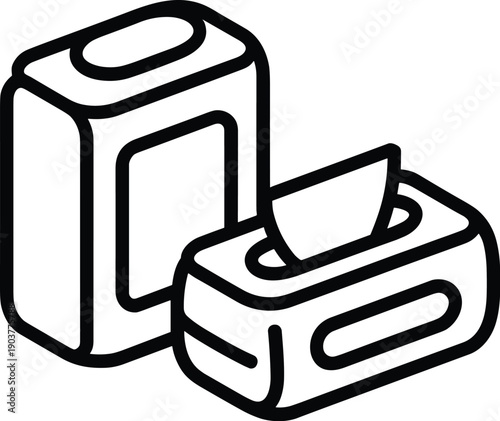 Two wet wipes containers black and white vector on white background.