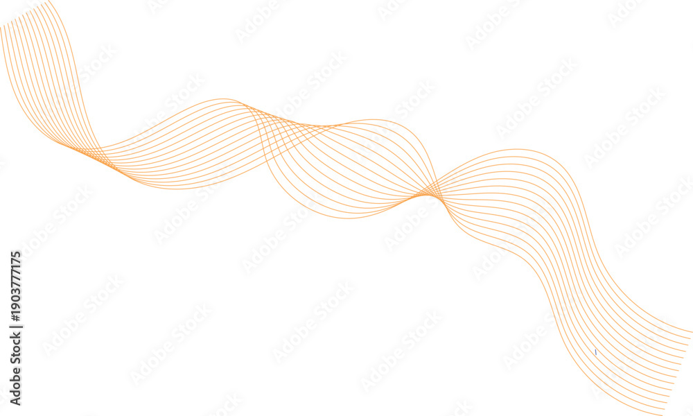 Fototapeta premium Vector illustration of a yellow ribbon isolated on white background featuring a flowing wave pattern with digital blue lines and curved motion elements for a modern business wallpaper design
