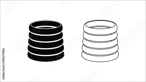 Stacked rings in black and white a minimalist design silhouette