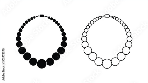 Two circular beaded necklaces displayed as a striking black silhouette