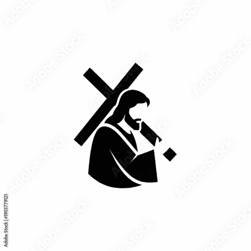 Jesus Christ Carrying the Cross Silhouette.