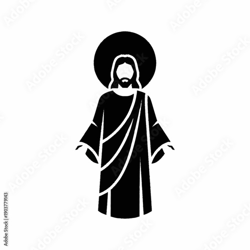 Jesus Christ figure with halo icon illustration.