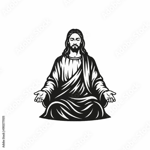 Jesus Christ meditating in serene spiritual enlightenment.