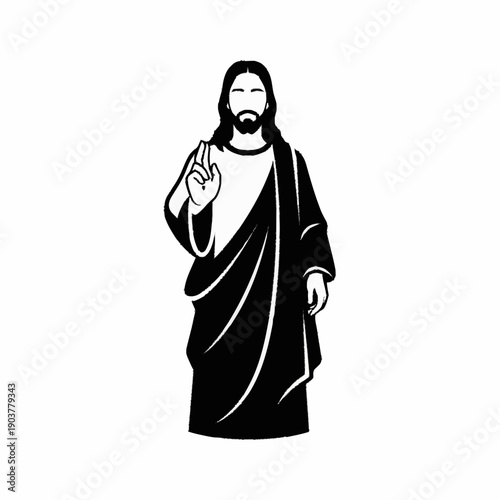 Jesus Christ Religious Figure Blessing Gesture.