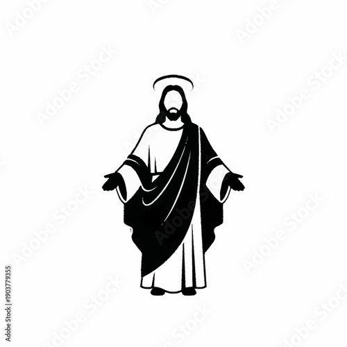 Jesus Christ Religious Figure Icon Illustration.