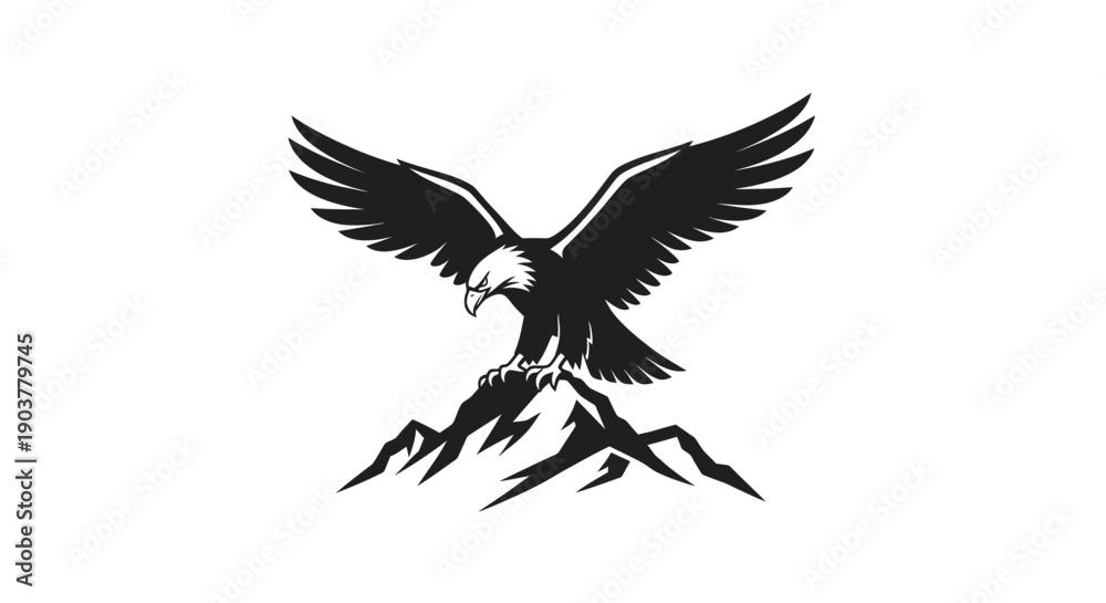 Obraz premium Eagle perched on mountain crest vector