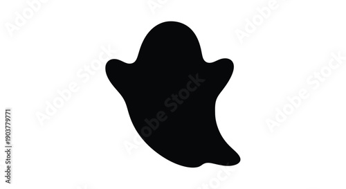 Simple black silhouette of a cartoon ghost with rounded features