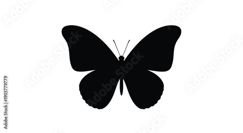 Simple black silhouette of a butterfly with outstretched wings