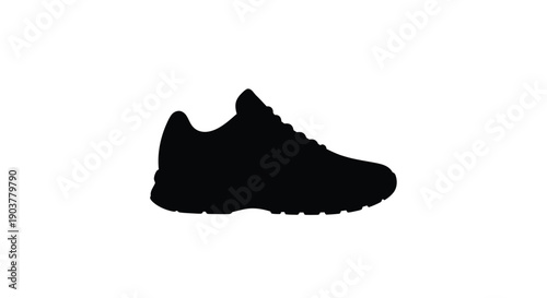 Black silhouette of a running shoe against a white background