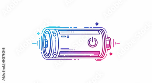Vibrant gradient outline battery icon with power symbol represents digital energy solutions
