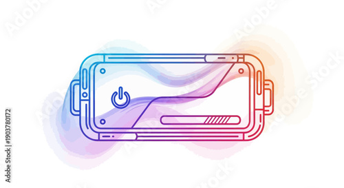 Abstract Virtual Reality Headset Icon with Gradient Colors and Power Button Symbol