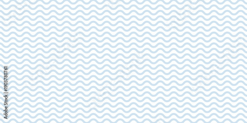 Simple minimal diagonal wavy lines pattern. Vector seamless texture with endless waves, curvy stripes. Simple abstract blue and white background. Water surface illustration. Repeated design for print