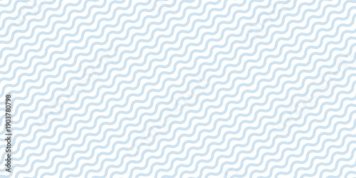 Simple minimal diagonal wavy lines pattern. Vector seamless texture with endless waves, curvy stripes. Simple abstract blue and white background. Water surface illustration. Repeated design for print