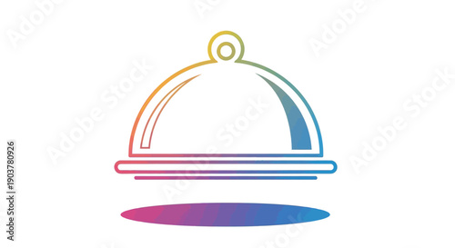 Vibrant food cloche icon with gradient colors on a white background representing catering and