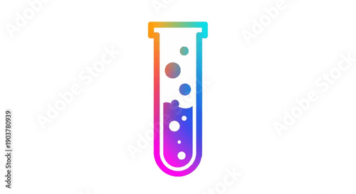 Vibrant Gradient Test Tube Icon with Bubbling Liquid Representing Scientific Discovery