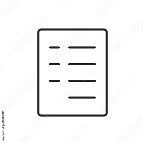 A vector icon representing billing history with a document or invoice sheet, created in line style with editable stroke