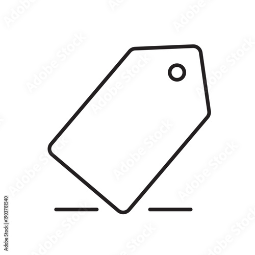 A vector icon symbolizing a basic pricing plan using a tag with underline, created in line style with editable stroke