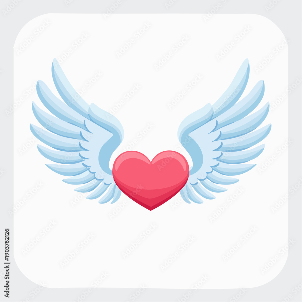 Obraz premium Heart with wings illustration symbolizing love and freedom in a serene environment