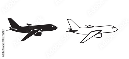 Airplane Silhouette Icons in Flight