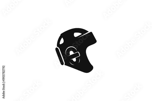 Safety in the Ring: A minimalist illustration of a boxing helmet, representing protection and the spirit of competition.