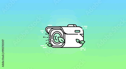 Eco-conscious camera illustration capturing sustainable photography moments with a fresh natural