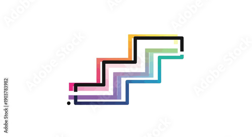 Vibrant abstract stairs ascending gradient lines success growth concept white background clean