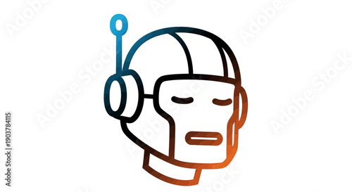 Futuristic robot head icon displaying artificial intelligence and modern technology concepts