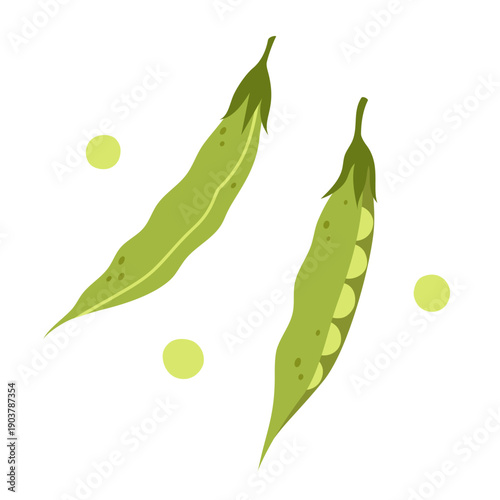 Green pea. Green peas pods isolated on white background