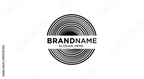 Black Brand Logo Template with Concentric Circles.