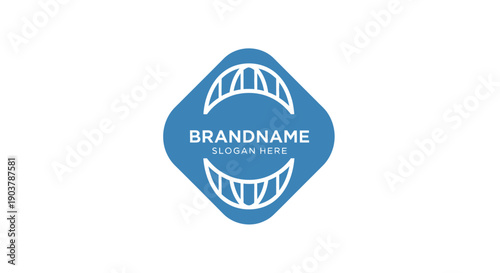 Blue Diamond Logo Template with Brandname Placeholder.
