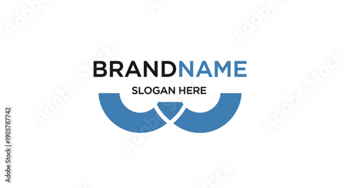 Blue Logo Design Template with Slogan.