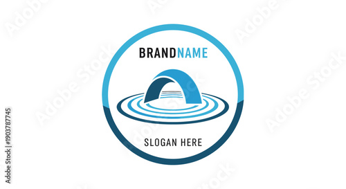 Blue Logo Design Template with Dome Shape.