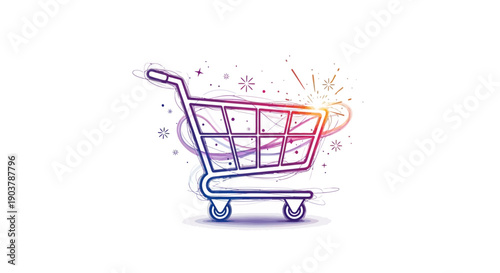 Vibrant abstract shopping cart icon illustration representing online commerce and retail sales