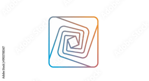 Vibrant gradient geometric square spiral design creating an abstract illusion icon or logo