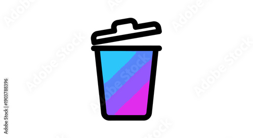 Vibrant Trash Can Icon with Modern Gradient Colors for Digital Design and User Interface Element