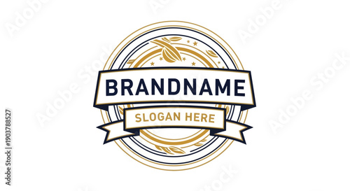 Customizable Brand Logo Template with Ribbon Banner.