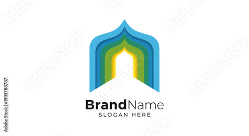 Logo Template with Bright Colorful Arch Design.