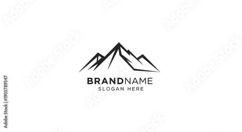Mountain Logo Design Template with Brand Name.