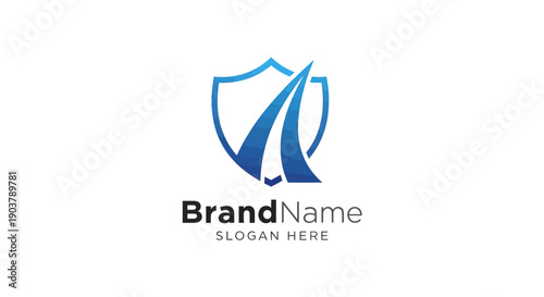 Sailboat Shield Logo Design Template.