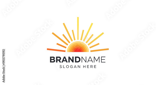 Sun Logo Design with Brandname Template.