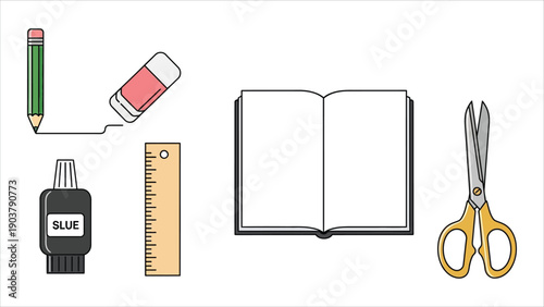 School Supplies Icon Set..eps