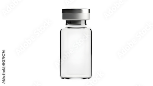 A small glass vial filled with clear liquid on a black background