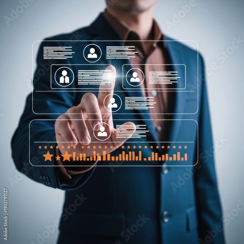 Businessman interacting with virtual interface