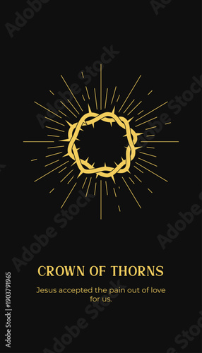 Golden Crown of Thorns Christian Religious Symbol Icon