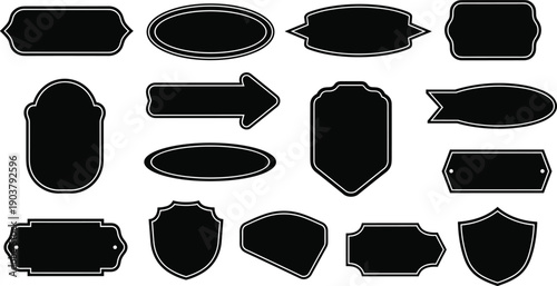 Collection of black silhouette shapes and arrows